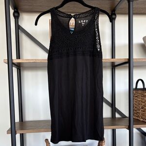 LOFT Black Crochet Yoke Tank Top M